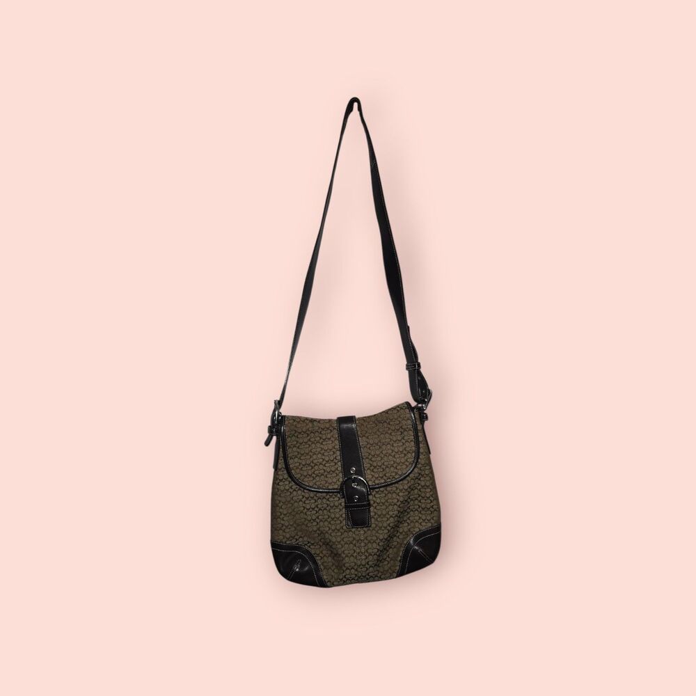 Coach Vintage Soho Signature Jacquard Messenger Crossbody Bag Brown Khaki 6376